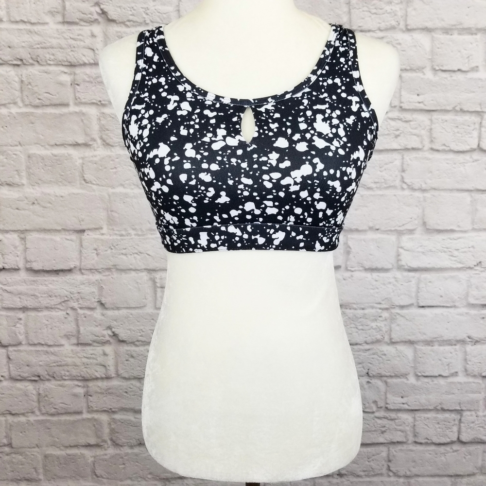 Fabletics Active Black White Spotted Keyhole Work… - image 3